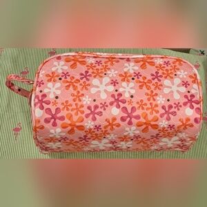 EUC Truly × SpongeBob Pink Floral Vegan Leather Large Travel Cosmetic Makeup Bag
